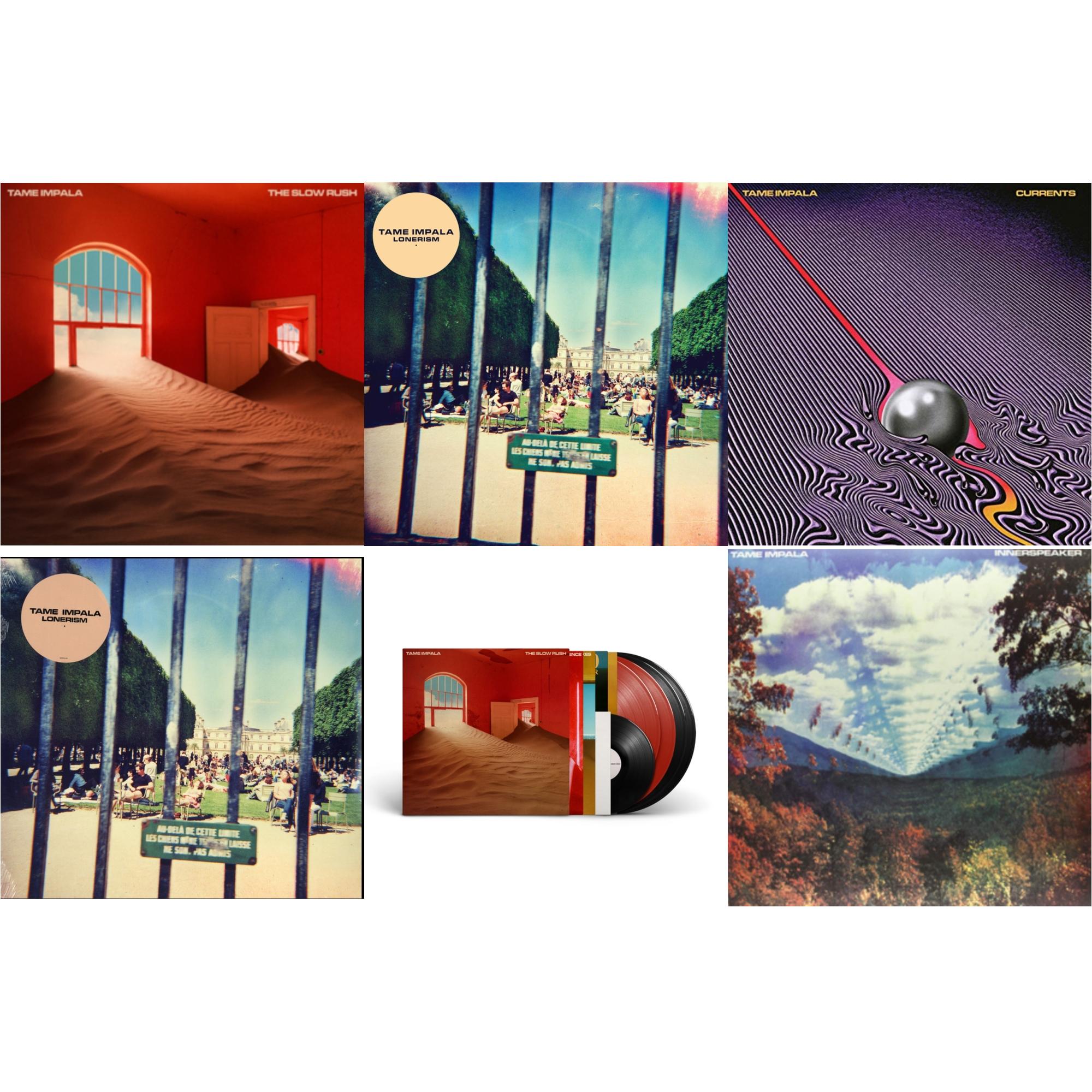 Tame Impala - Slow Rush (2LP) & Lonerism (10Th Anniversary/Super Deluxe/3LP Boxset) & Currents & Lonerism & Slow Rush (Deluxe/2-Transparent Red LP Vinyl/3-Black LP Vinyl) & Innerspeaker