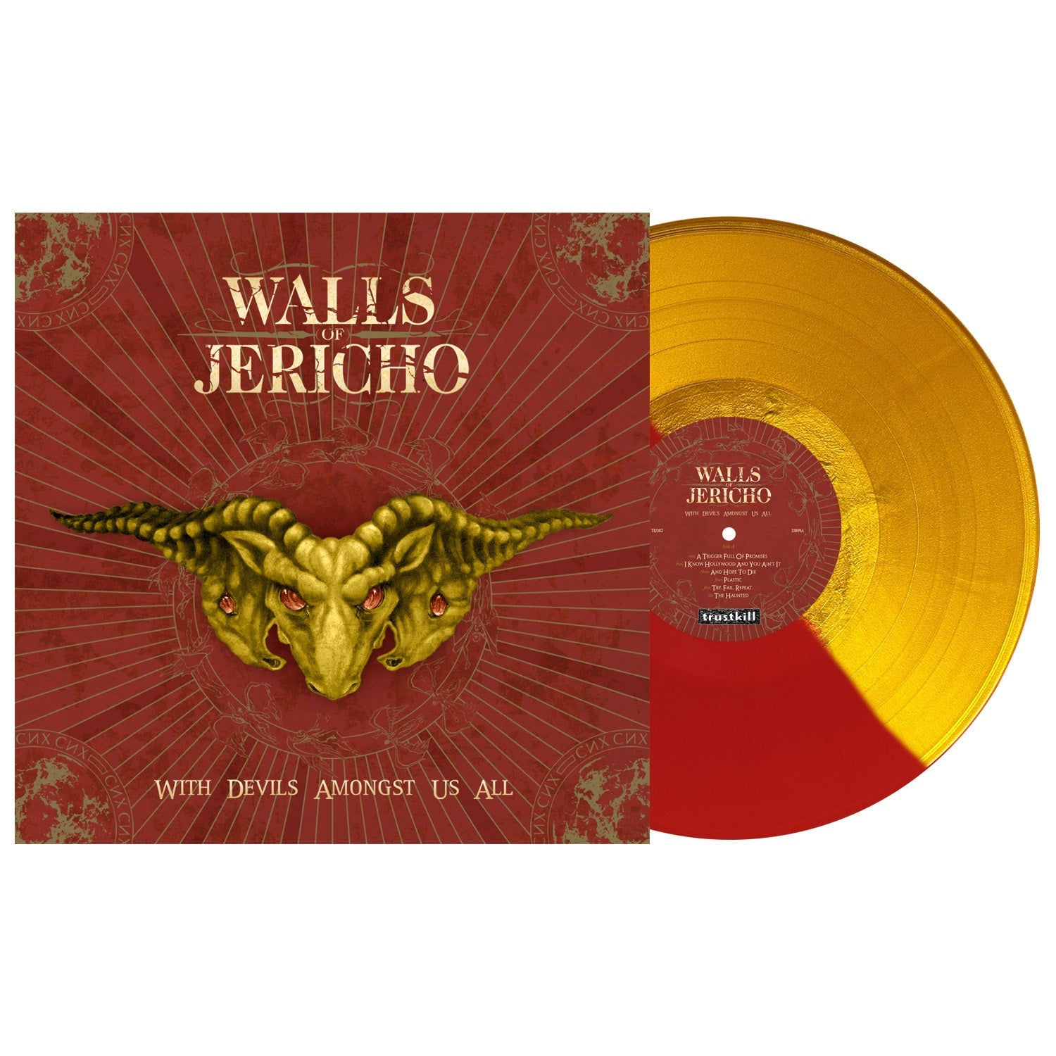 Walls of Jericho - With Devils Amongst Us All LP (Limited Edition - Only 600 Made, Half Metallic Gold / Half Red Vinyl) Vinyl Record