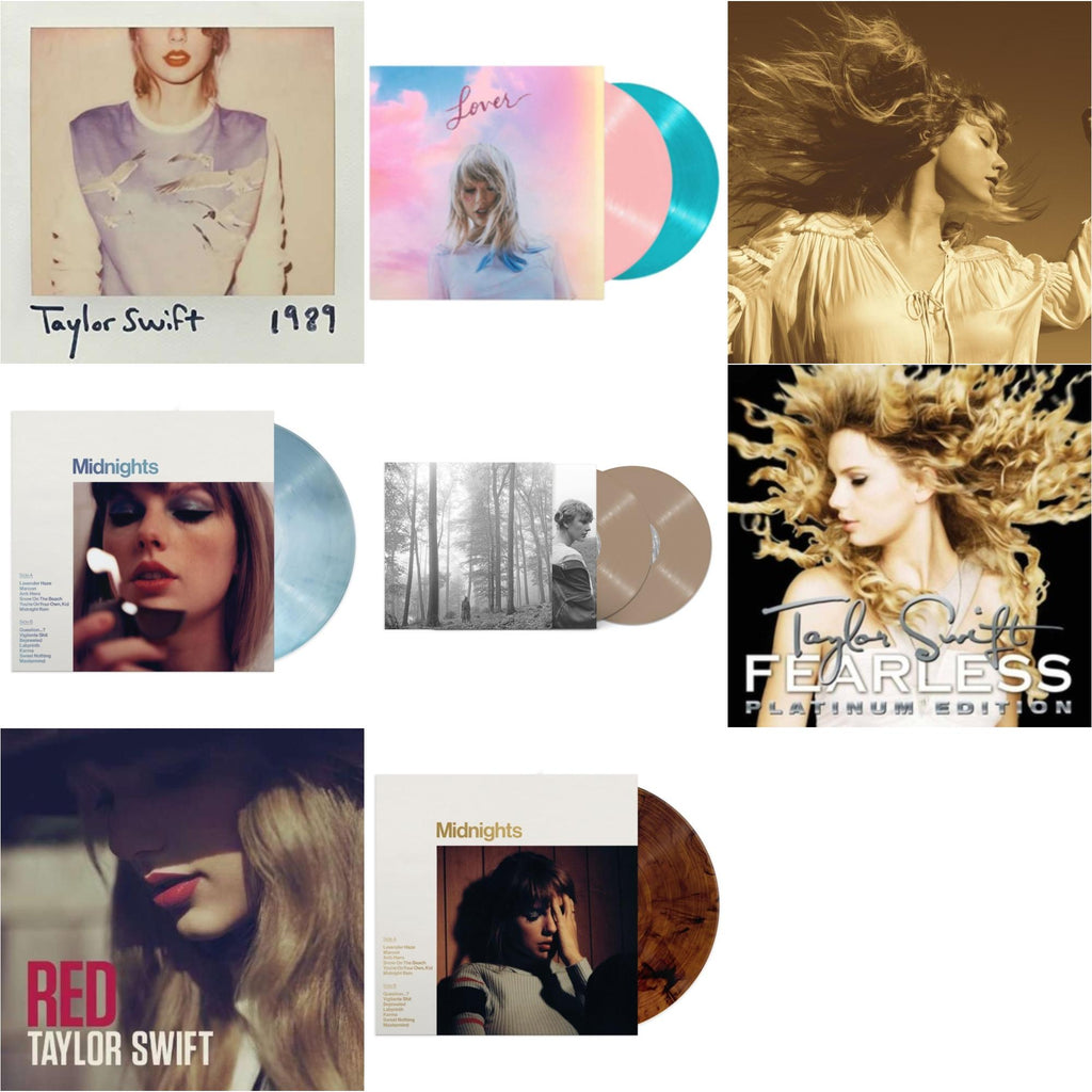 Folklore (X) (Beige Vinyl/2LP) & Fearless (Taylor's Version) (Gold Vinyl/3LP) & Midnights (X) (Moonstone Blue LP Vinyl) & Midnights (X) (Mahogany Color LP Vinyl) & Lover & 1989 & Red & Fearless Platinum Edition