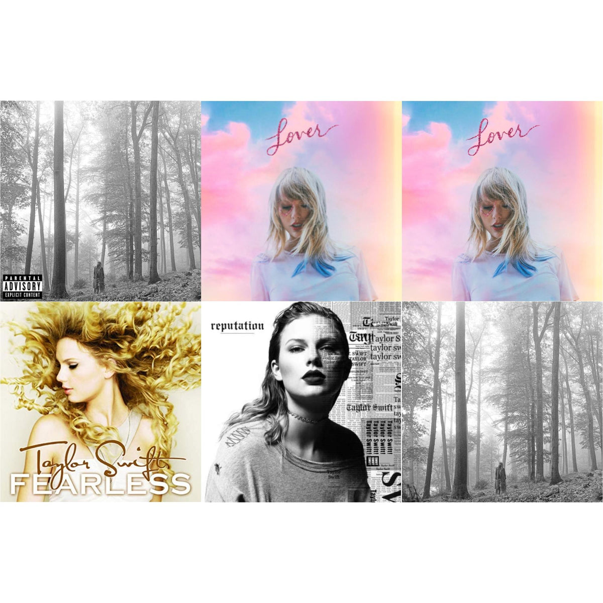 Taylor Swift - Folklore (Edited) & Folklore (X) & Lover (Deluxe) (Version 2) & Lover & Fearless & Reputation - CD Bundle