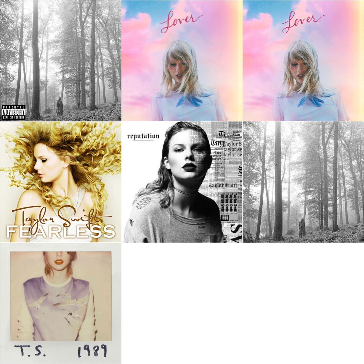 Taylor Swift - Folklore (Edited) & Folklore (X) & Lover (Deluxe) (Version 2) & Lover & Fearless & 1989 & Reputation - CD Bundle