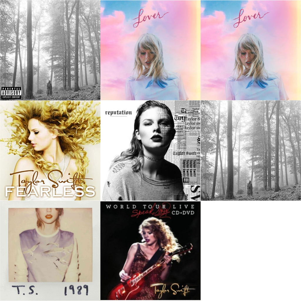 Taylor Swift - Folklore (Edited) & Folklore (X) & Speak Now World Tour Live (CD/DVD) & Lover (Deluxe) (Version 2) & Lover & Fearless & 1989 & Reputation