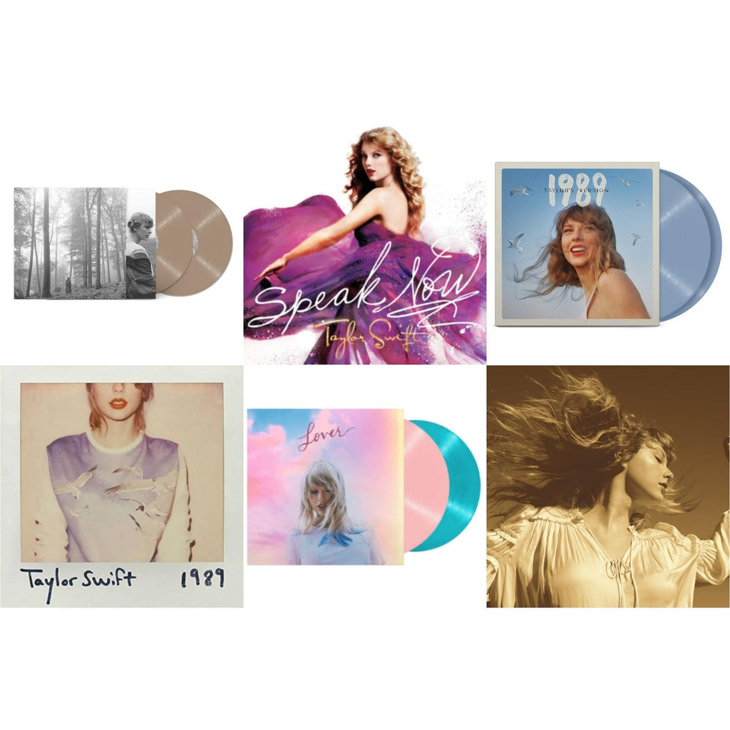 Taylor Swift - Folklore (X) (Beige Vinyl/2LP) & Fearless (Taylor's Version) (Gold Vinyl/3LP) & 1989 (Taylor's Version) (2LP/Crystal Skies Blue Vinyl) & Lover & 1989 & Speak Now
