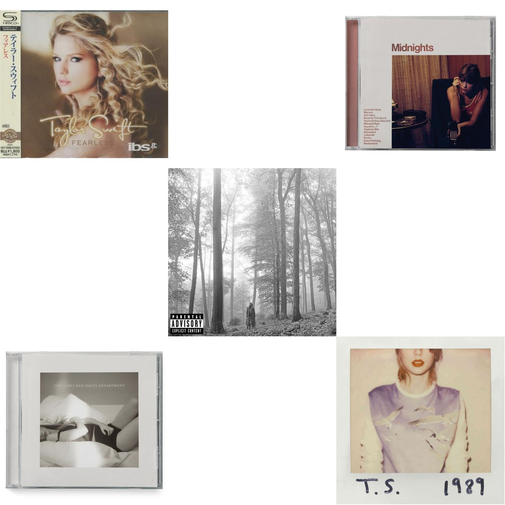 Fearless & Folklore (X) & Midnights (X) (Blood Moon CD) & Tortured Poets Department (X) (Manuscript- Bonus Track) & 1989