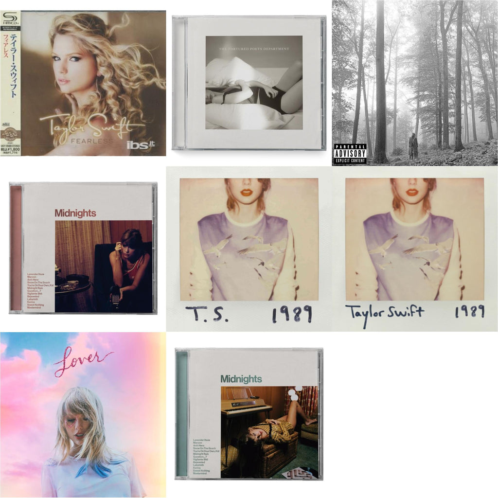 Fearless & Folklore (X) & Midnights (X) (Jade Green CD) & Midnights (X) (Blood Moon CD) & Tortured Poets Department (X) (Manuscript- Bonus Track) & 1989 & Lover (Deluxe) (Version 2) & 1989