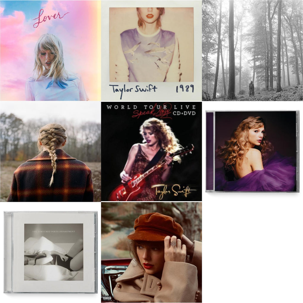 Taylor Swift - Folklore (Edited) & Evermore (X) & Red (Taylor's Version) (Edited) (2CD) & Speak Now (Taylor's Version) (2CD) & Tortured Poets Department (X) (Manuscript- Bonus Track) & Speak Now World Tour Live (CD/DVD) & 1989 & Lover (Deluxe)