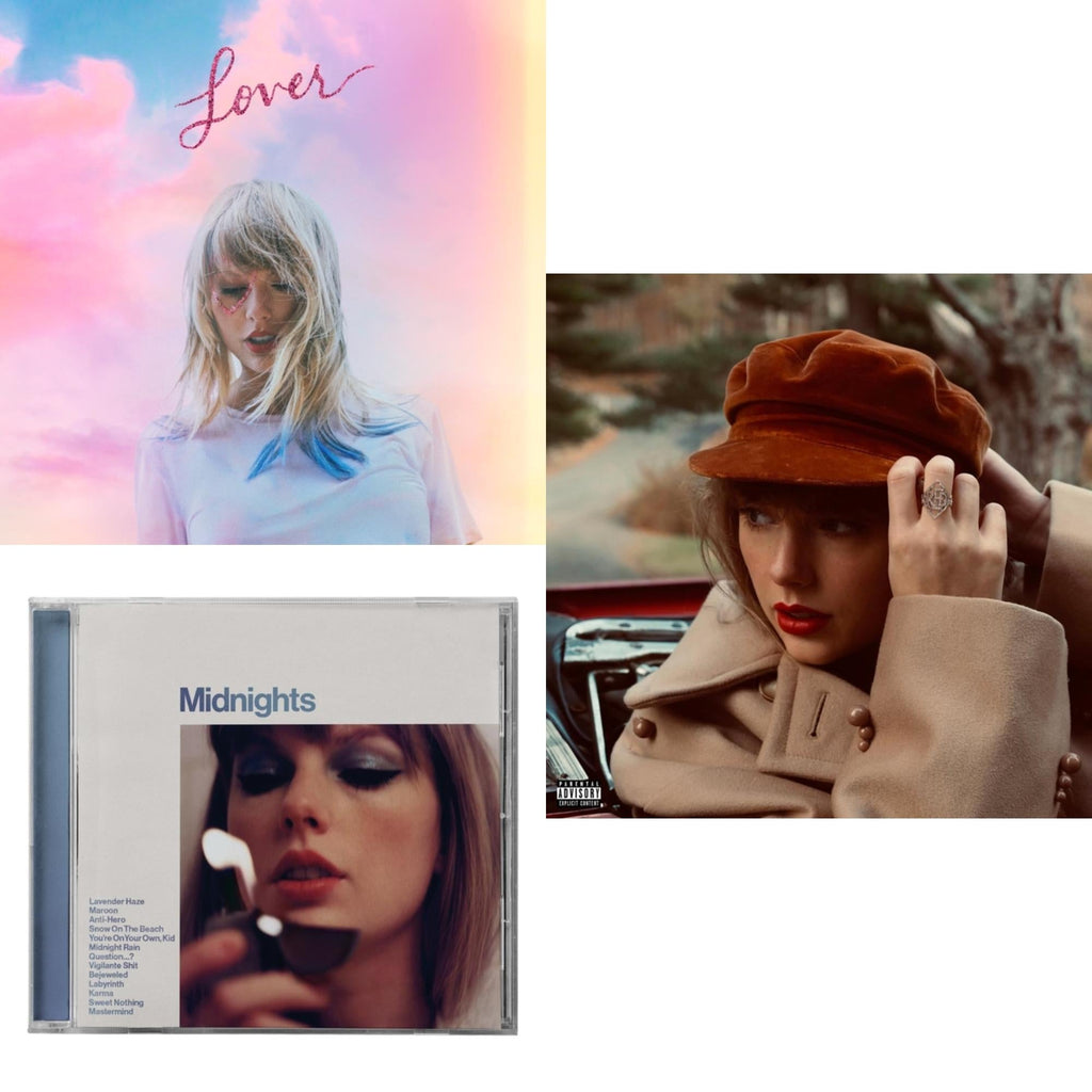 Taylor Swift - Red (Taylor's Version) (Edited) (2CD) & Midnights (X) (Moonstone Blue CD) & Lover (Deluxe) (Version 1)
