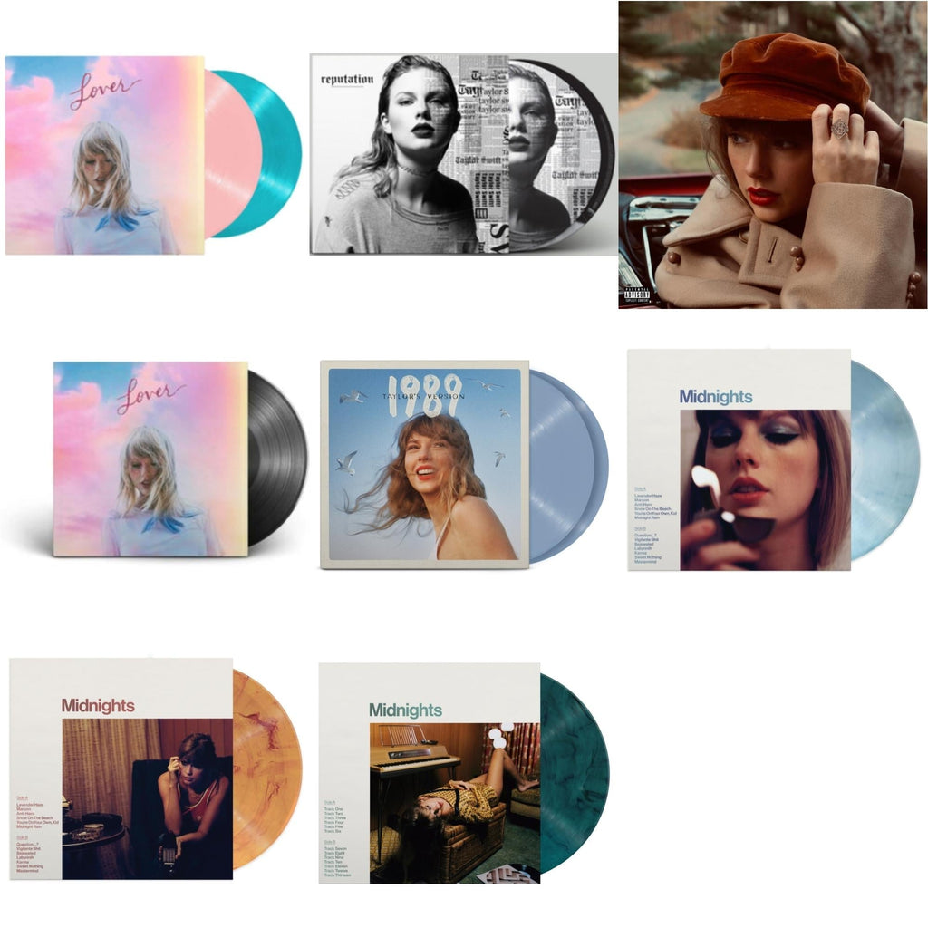 Taylor Swift - Red (Taylor's Version) (4LP) & Midnights (X) (Moonstone Blue LP Vinyl) & Midnights (X) (Jade Green LP Vinyl) & Midnights (X) (Blood Moon LP Vinyl) & 1989 (Taylor's Version) (2LP/Crystal Skies Blue Vinyl) & Lover (2LP) & Lover &