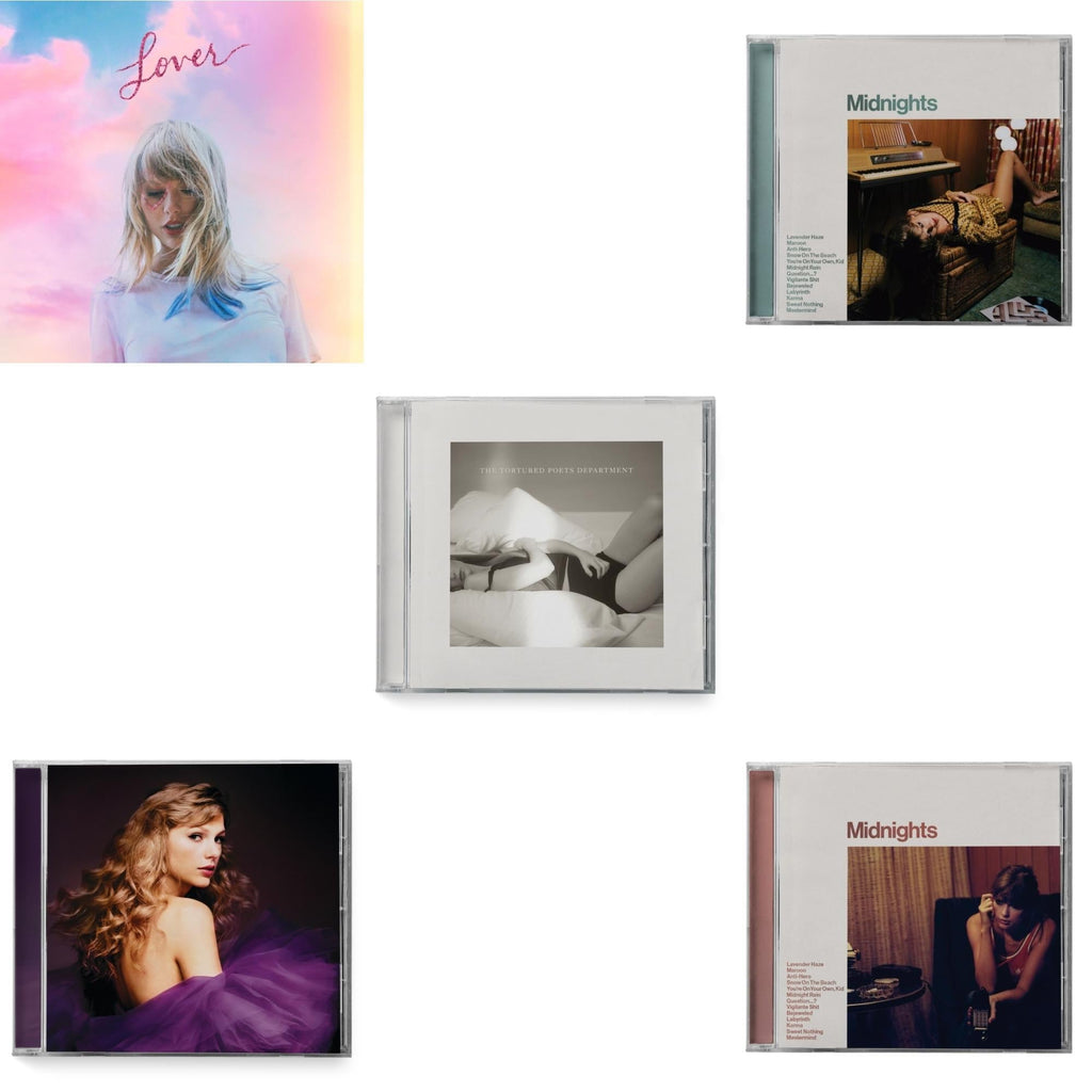 Taylor Swift - Midnights (X) (Jade Green CD) & Midnights (X) (Blood Moon CD) & Speak Now (Taylor's Version) (2CD) & Tortured Poets Department (X) (Manuscript- Bonus Track) & Lover (Deluxe) (Version 1)