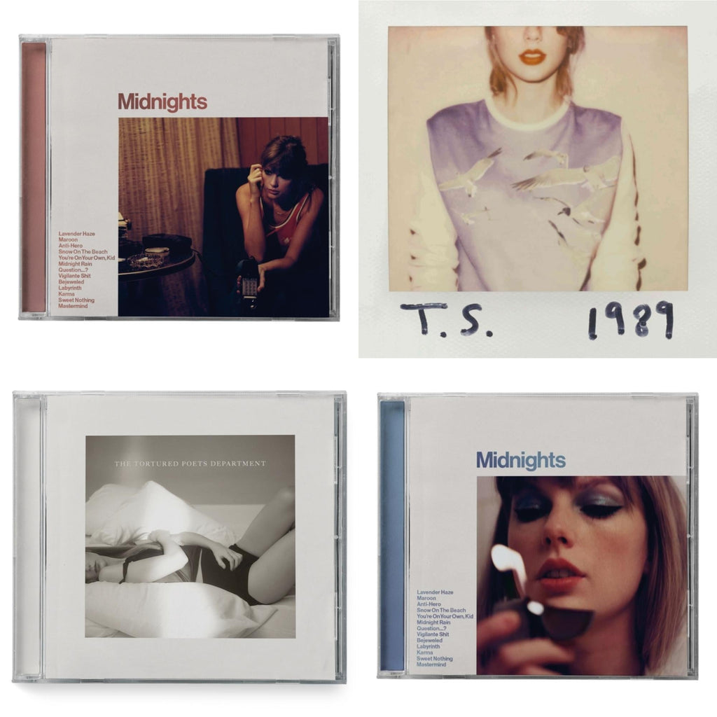 Midnights (X) (Moonstone Blue CD) & Midnights (X) (Blood Moon CD) & Tortured Poets Department (X) (Manuscript- Bonus Track) & 1989