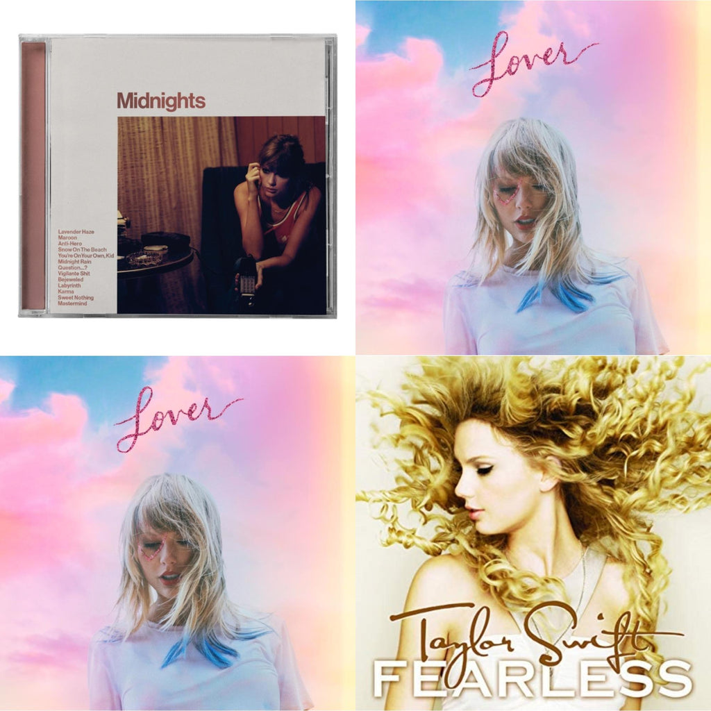 Taylor Swift - Midnights (X) (Blood Moon CD) & Lover (Deluxe) (Version 1) & Lover (Deluxe) (Version 4) & Fearless