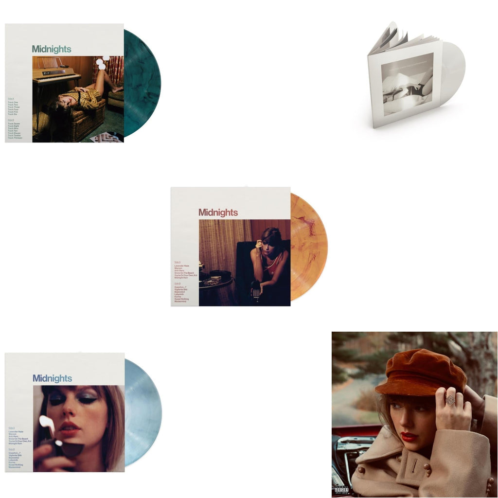 Red (Taylor's Version) (4LP) & Midnights (X) (Moonstone Blue LP Vinyl) & Midnights (X) (Jade Green LP Vinyl) & Midnights (X) (Blood Moon LP Vinyl) & Tortured Poets Department (X) (Ghosted White Vinyl/2LP/Manuscript- Bonus Track)