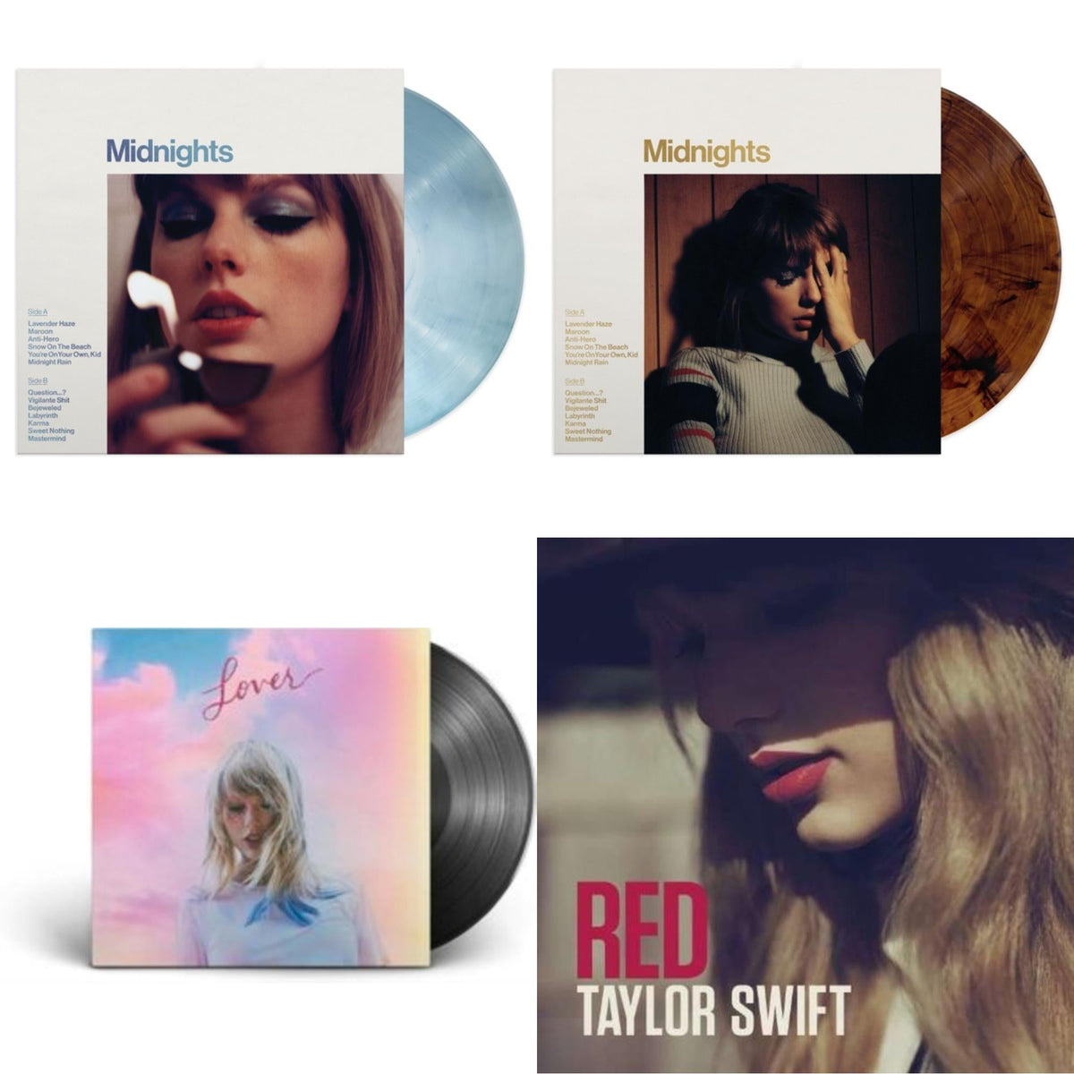Midnights (X) (Moonstone Blue LP Vinyl) & Midnights (X) (Mahogany Color LP Vinyl) & Lover (2LP) & Red
