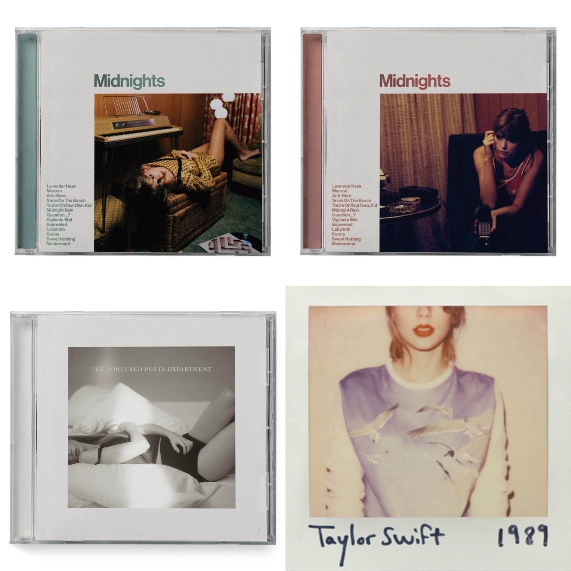 Midnights (X) (Jade Green CD) & Midnights (X) (Blood Moon CD) & Tortured Poets Department (X) (Manuscript- Bonus Track) & 1989