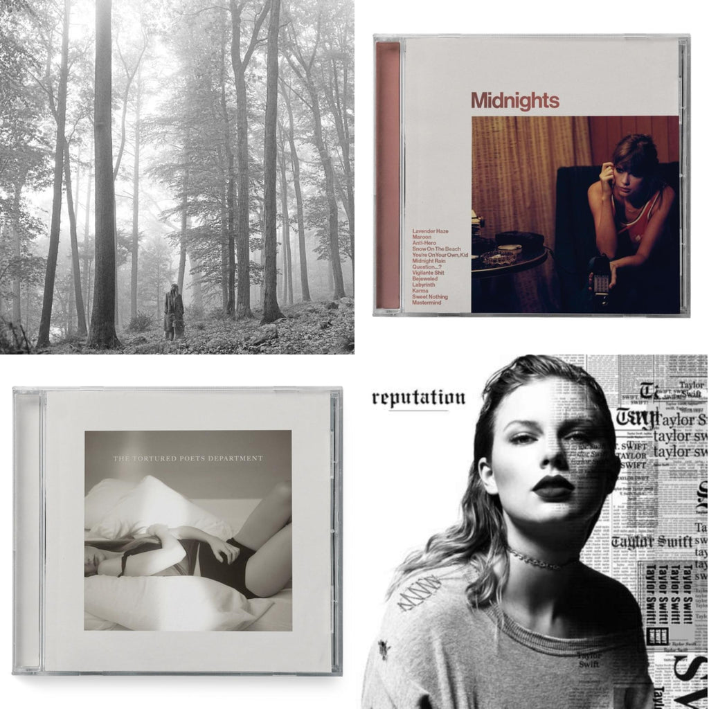 Taylor Swift - Folklore (Edited) & Midnights (X) (Blood Moon CD) & Tortured Poets Department (X) (Manuscript- Bonus Track) & Reputation