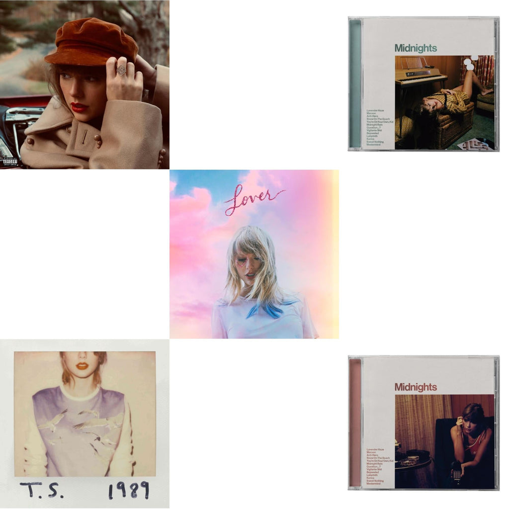 Red (Taylor's Version) (Edited) (2CD) & Midnights (X) (Jade Green CD) & Midnights (X) (Blood Moon CD) & Lover (Deluxe) (Version 2) & 1989