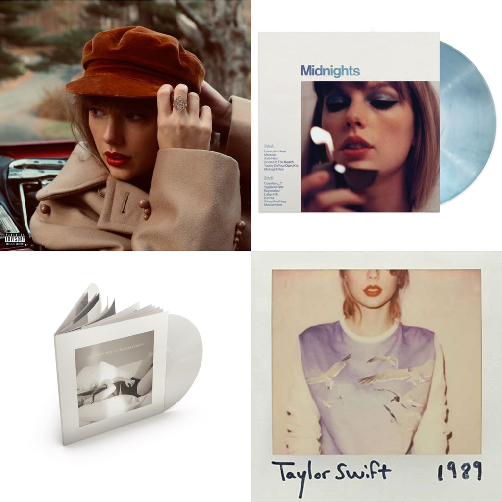 Red (Taylor's Version) (4LP) & Midnights (X) (Moonstone Blue LP Vinyl) & Tortured Poets Department (X) (Ghosted White Vinyl/2LP/Manuscript- Bonus Track) & 1989