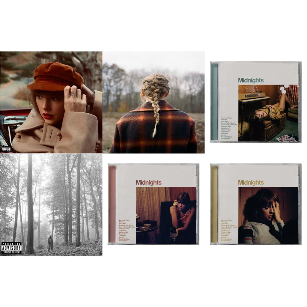 Folklore (X) & Evermore (X) & Red (Taylor's Version) (X) (2CD) & Midnights (X) (Jade Green CD) & Midnights (X) (Blood Moon CD) & Midnights (X) (Mahogany CD)