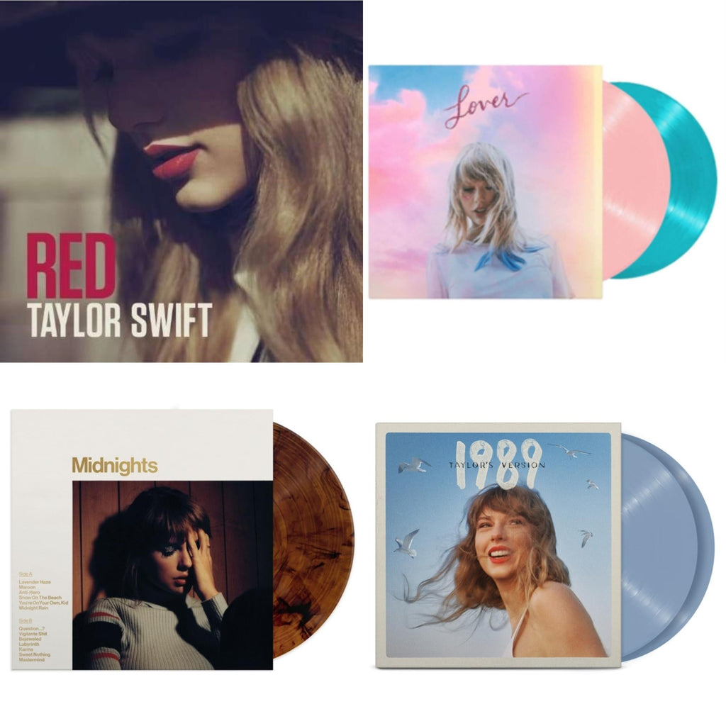 Midnights (X) (Mahogany Color LP Vinyl) & 1989 (Taylor's Version) (2LP/Crystal Skies Blue Vinyl) & Lover & Red