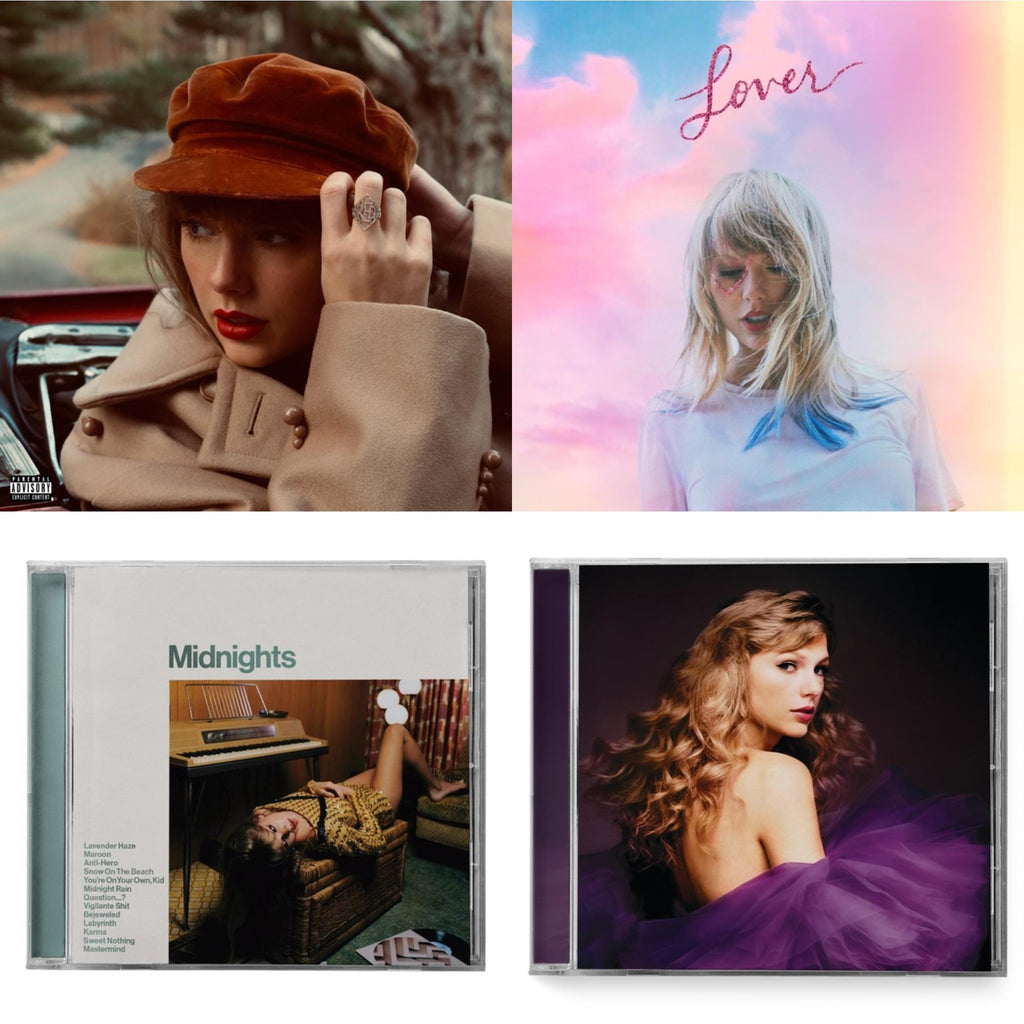 Red (Taylor's Version) (Edited) (2CD) & Midnights (X) (Jade Green CD) & Speak Now (Taylor's Version) (2CD) & Lover (Deluxe) (Version 4)