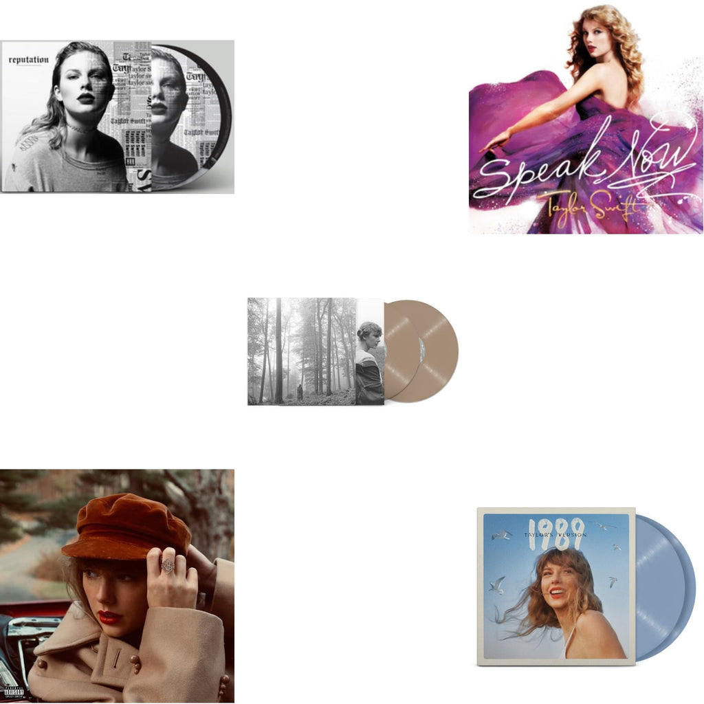 Taylor Swift - Folklore (X) (Beige Vinyl/2LP) & Red (Taylor's Version) (4LP) & 1989 (Taylor's Version) (2LP/Crystal Skies Blue Vinyl) & Speak Now & Reputation (Picture Disc)