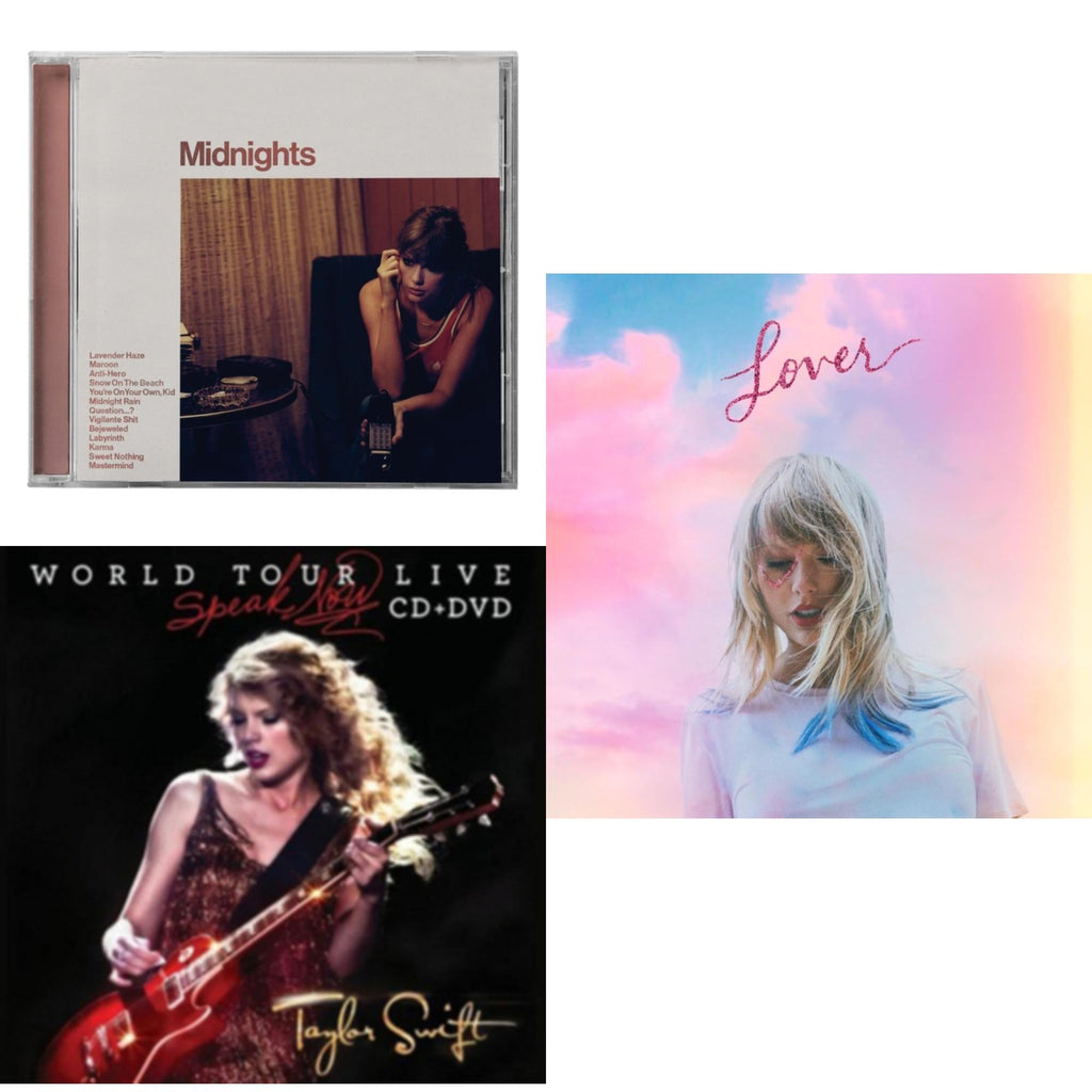 Taylor Swift - Midnights (X) (Blood Moon CD) & Speak Now World Tour Live (CD/DVD) & Lover (Deluxe) (Version 1)