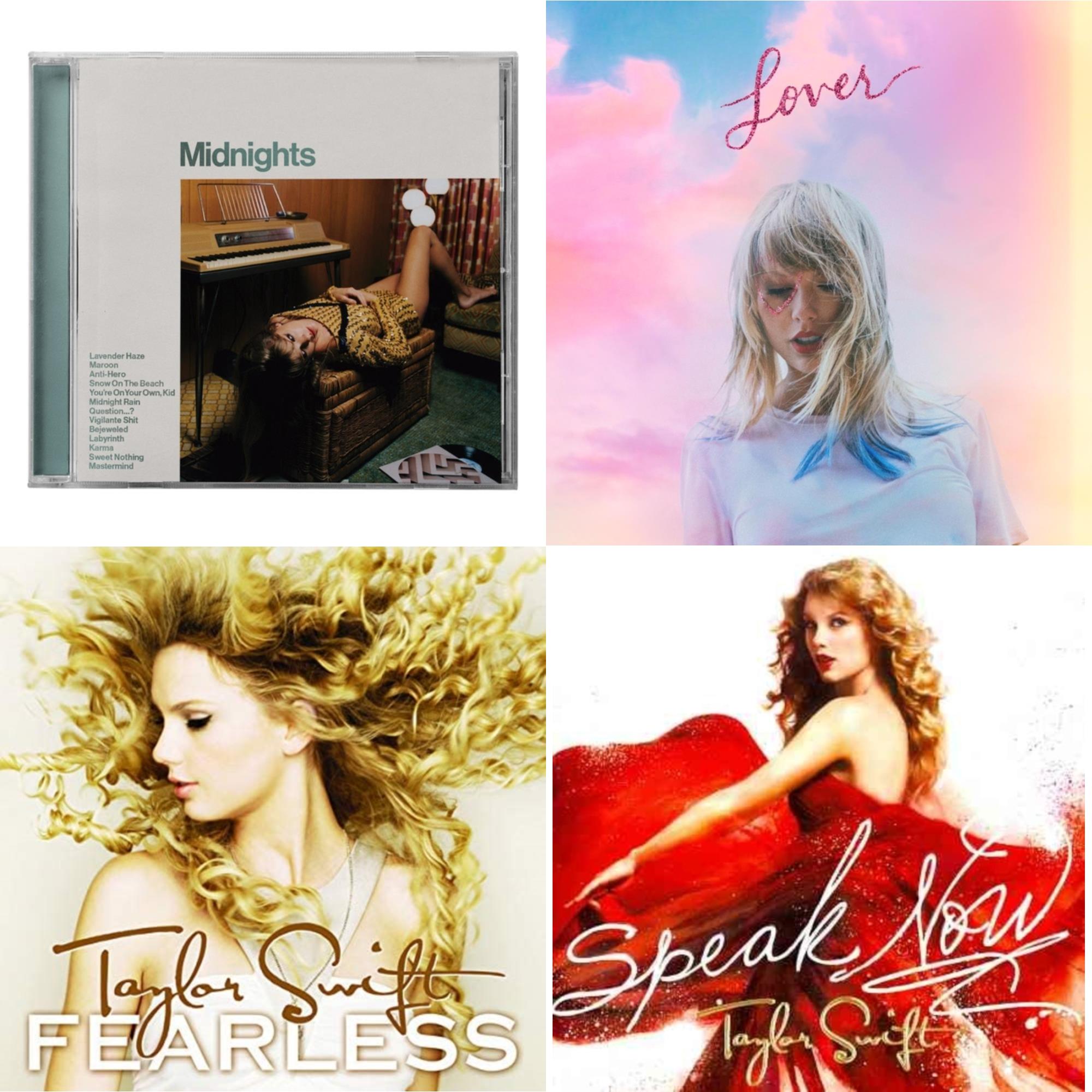 Taylor Swift - Midnights (X) (Jade Green CD) & Lover (Deluxe) (Version 4) & Fearless & Speak Now