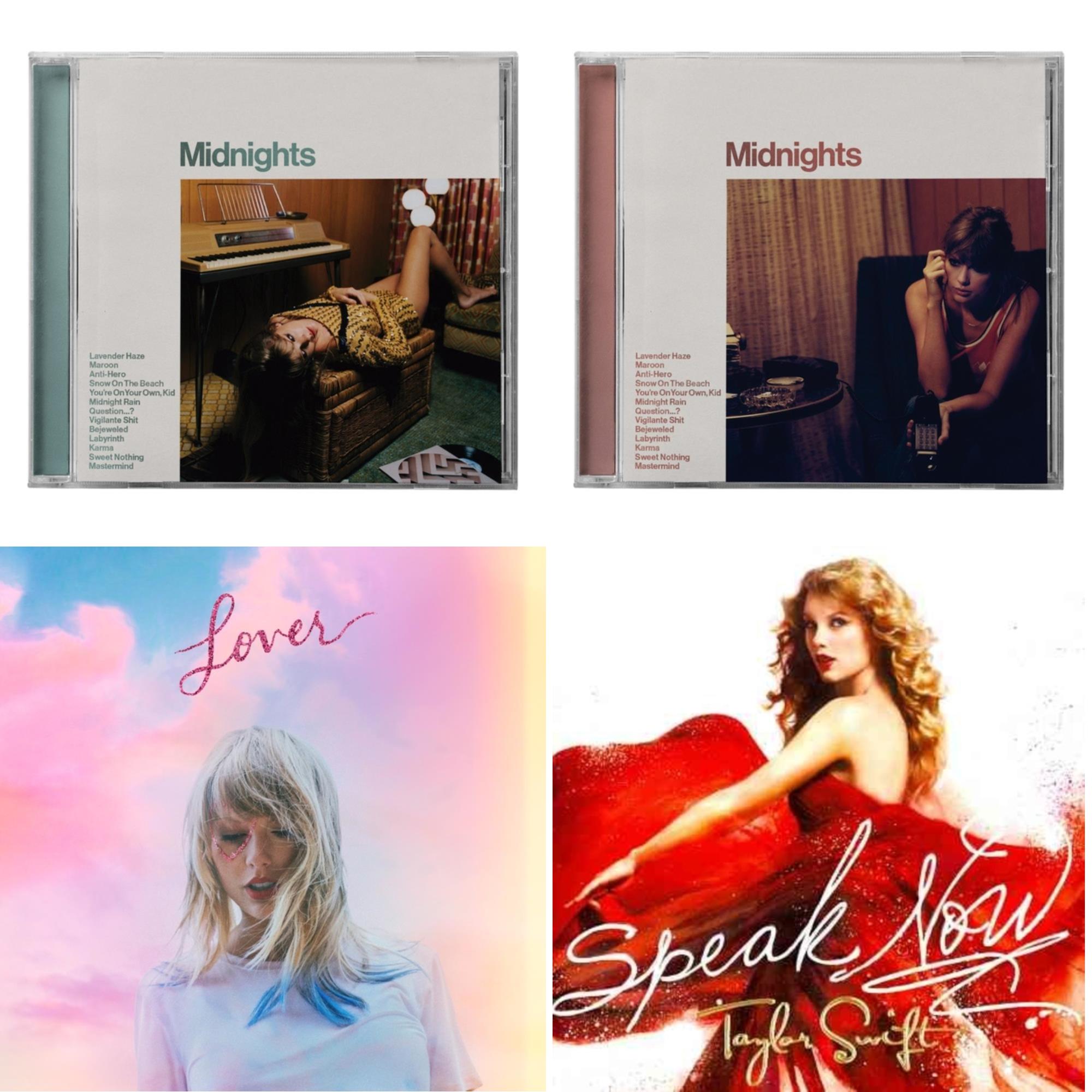 Taylor Swift - Midnights (X) (Jade Green CD) & Midnights (X) (Blood Moon CD) & Lover (Deluxe) (Version 1) & Speak Now
