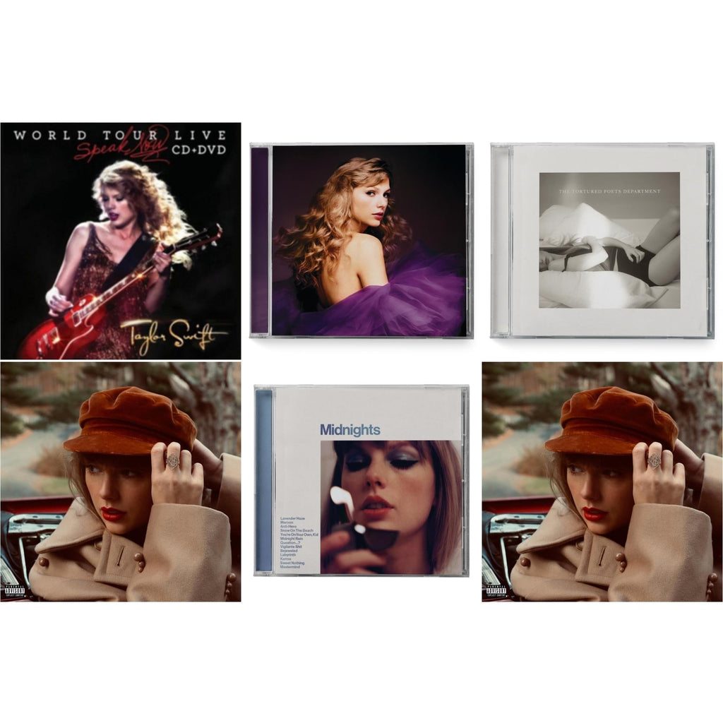 Taylor Swift - Red (Taylor's Version) (X) (2CD) & Red (Taylor's Version) (Edited) (2CD) & Midnights (X) (Moonstone Blue CD) & Speak Now (Taylor's Version) (2CD) & Tortured Poets Department (X) (Manuscript- Bonus Track) & Speak Now World Tour Live