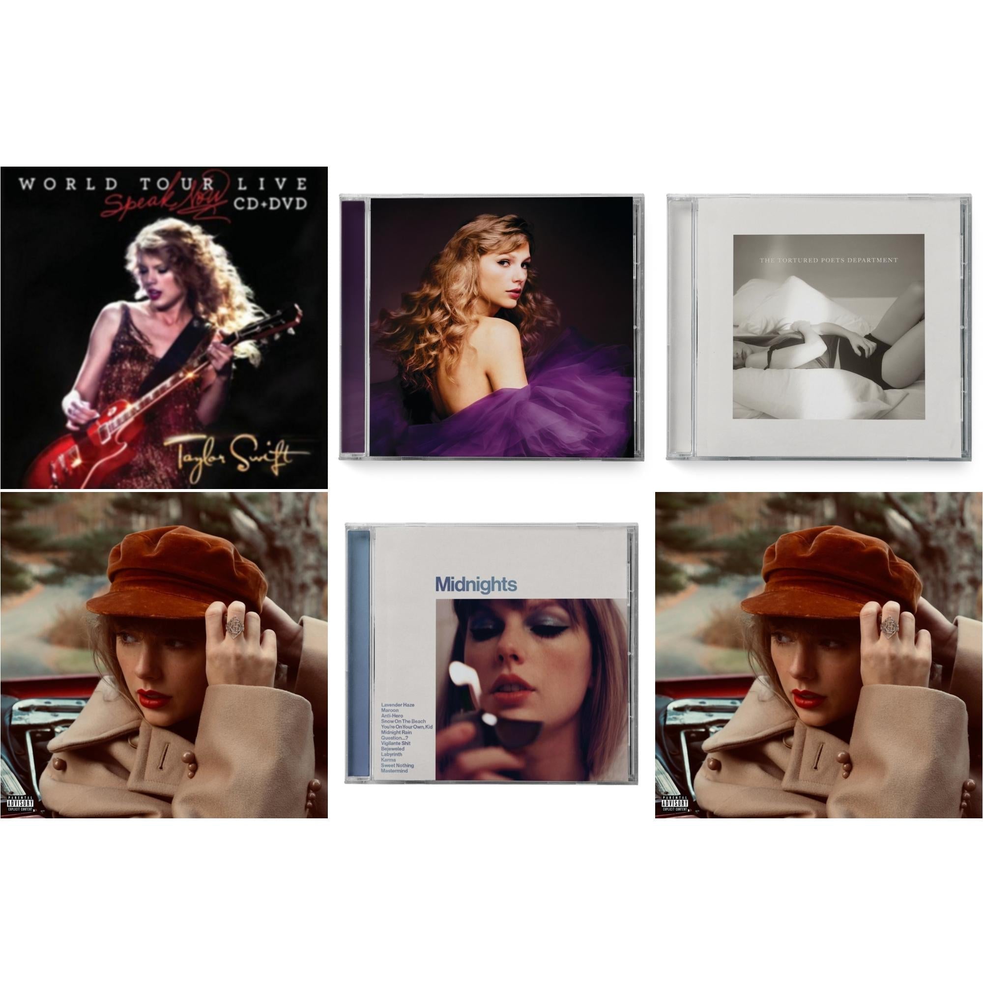Taylor Swift - Red (Taylor's Version) (X) (2CD) & Red (Taylor's Version) (Edited) (2CD) & Midnights (X) (Moonstone Blue CD) & Speak Now (Taylor's Version) (2CD) & Tortured Poets Department (X) (Manuscript- Bonus Track) & Speak Now World Tour Live