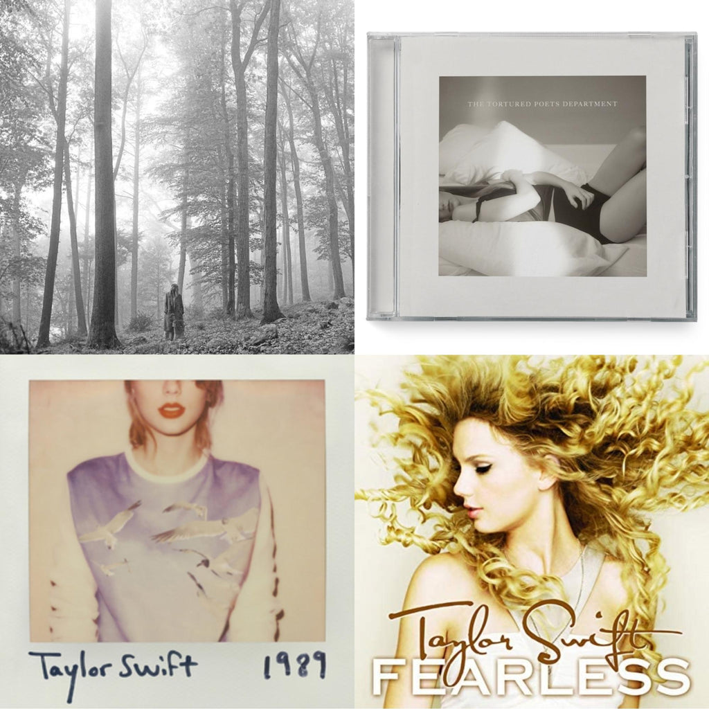Taylor Swift - Folklore (Edited) & Tortured Poets Department (X) (Manuscript- Bonus Track) & 1989 & Fearless - CD Bundle