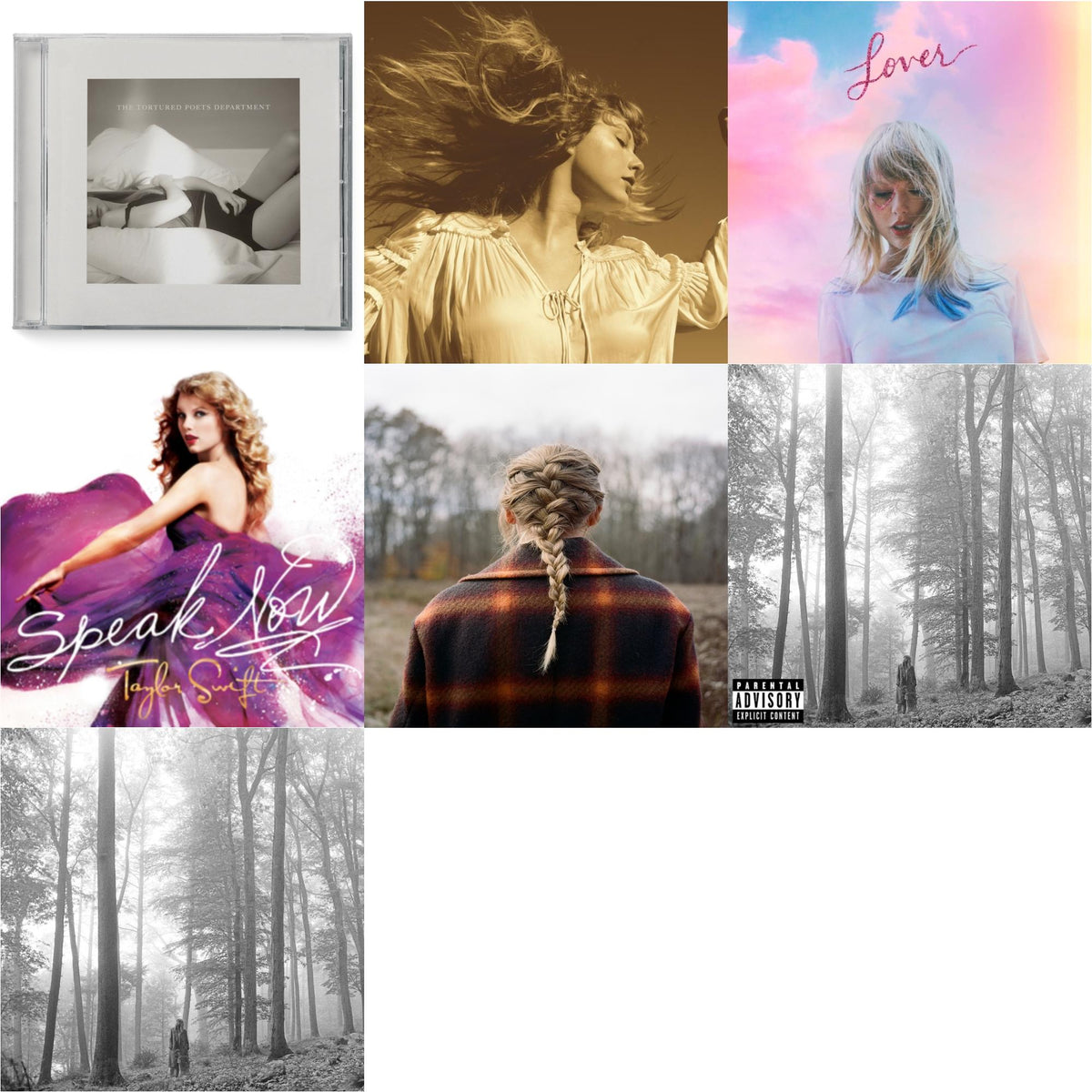 Taylor Swift - Folklore (Edited) & Folklore (X) & Evermore (X) & Fearless (Taylor's Version) (2CD) & Tortured Poets Department (X) (Manuscript- Bonus Track) & Speak Now & Lover (Deluxe) (Version 4)