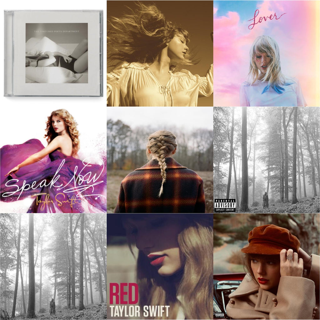 Taylor Swift - Folklore (Edited) & Folklore (X) & Evermore (X) & Fearless (Taylor's Version) (2CD) & Red (Taylor's Version) (Edited) (2CD) & Tortured Poets Department (X) (Manuscript- Bonus Track) & Speak Now & Red & Lover (Deluxe) (Version 4)