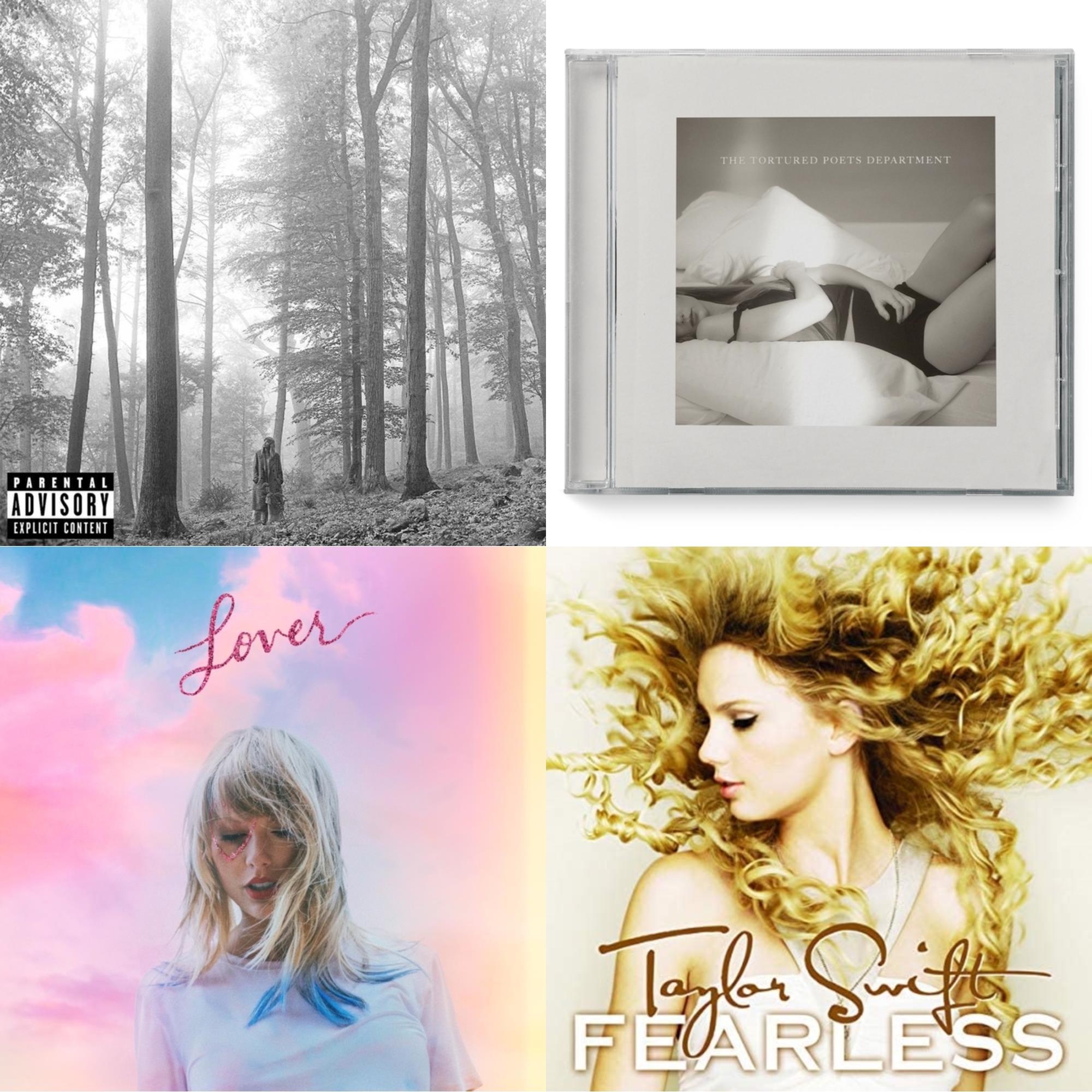 Taylor Swift - Folklore (X) & Tortured Poets Department (X) (Manuscript- Bonus Track) & Lover (Deluxe) (Version 1) & Fearless - CD Bundle