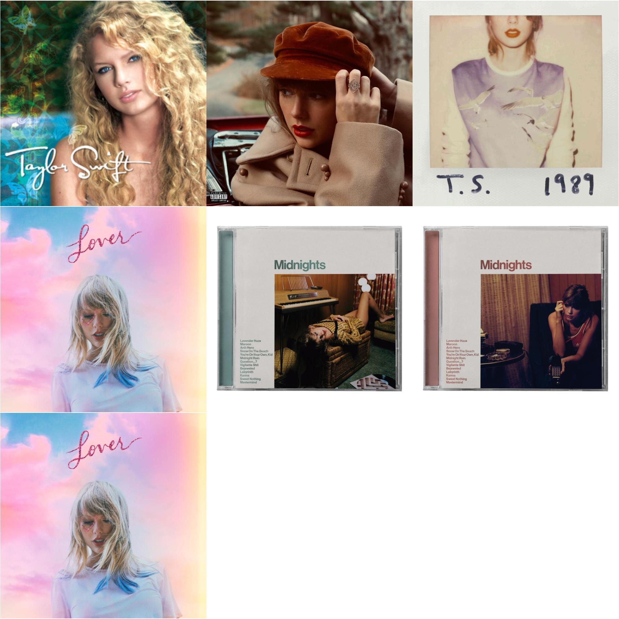 Taylor Swift - Red (Taylor's Version) (Edited) (2CD) & Midnights (X) (Jade Green CD) & Midnights (X) (Blood Moon CD) & Taylor Swift & Lover (Deluxe) (Version 1) & Lover (Deluxe) (Version 2) & 1989
