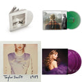 Taylor Swift - Evermore (Translucent Green Vinyl/2LP) & Speak Now (Taylor's Version) (Orchid Marbled Vinyl/3LP) & Tortured Poets Department (X) (Ghosted White Vinyl/2LP/Manuscript- Bonus Track) & 1989