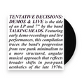 Talking Heads – Tentative Decisions: Demos & Live (LP and 7" Vinyl) Vinyl Record