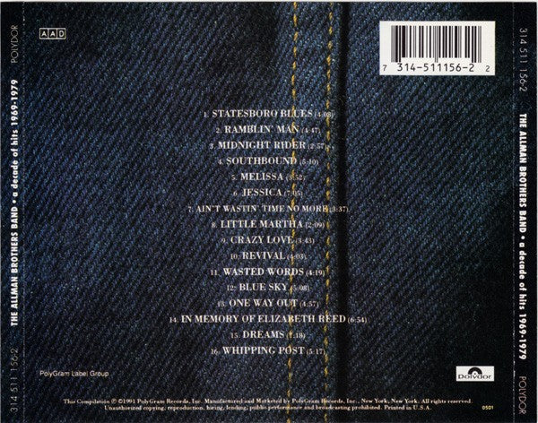 The Allman Brothers Band – Decade of Hits 1969-79 Music CD