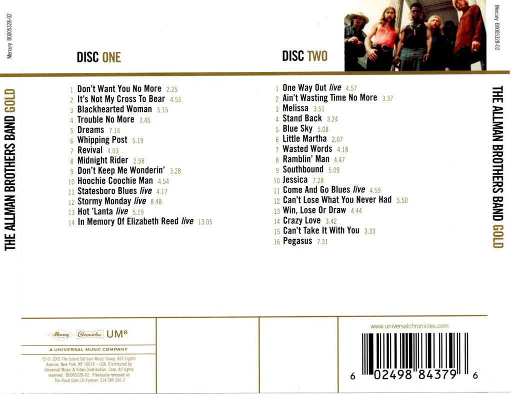 The Allman Brothers Band – Gold (2-CD) Music CD