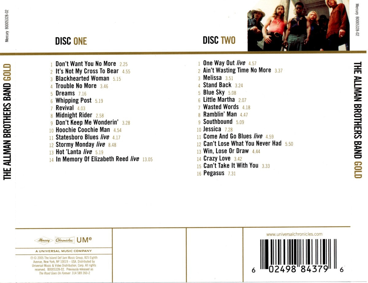 The Allman Brothers Band – Gold (2-CD) Music CD