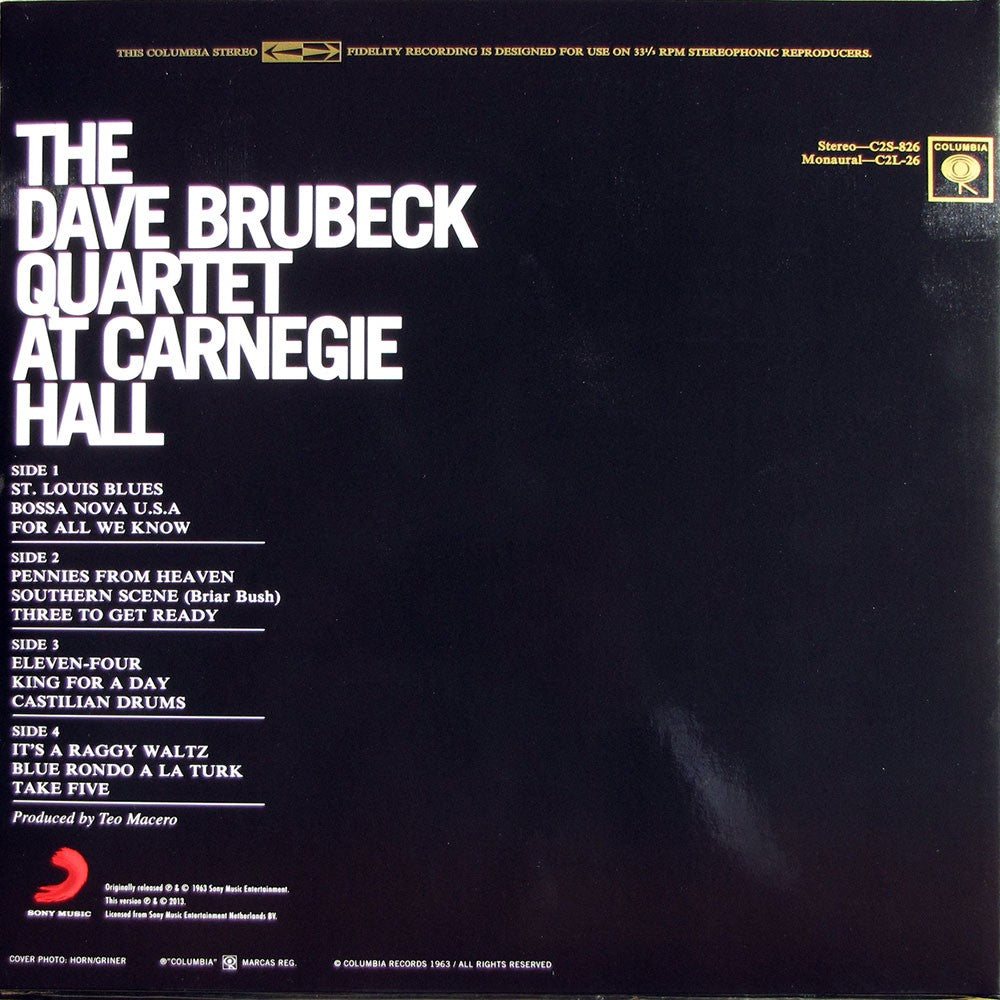 The Dave Brubeck Quartet – At Carnegie Hall (2-LP Vinyl) Vinyl Record