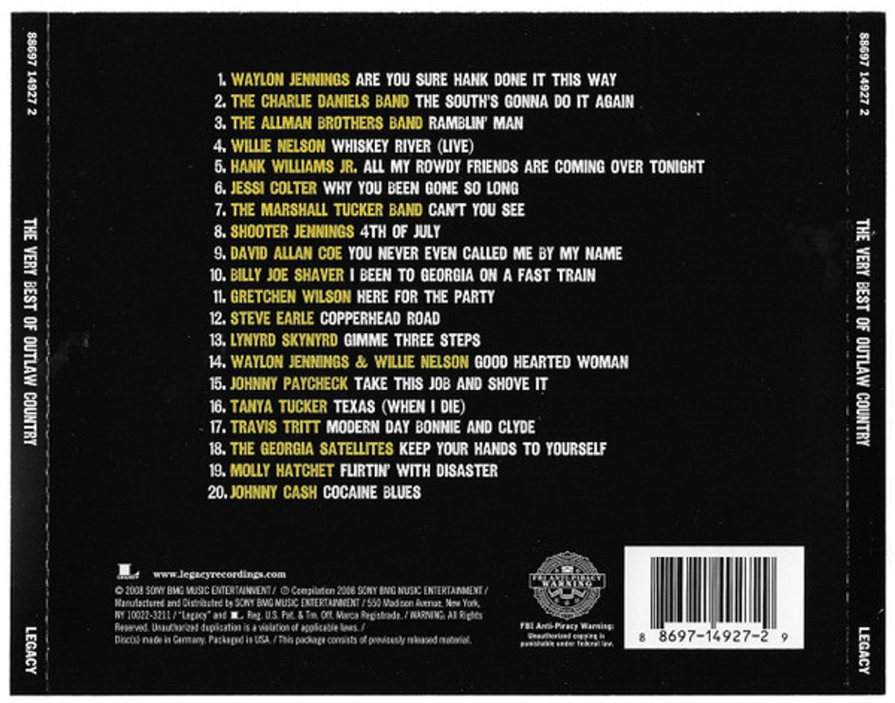 The Very Best Of Outlaw Country Music CD