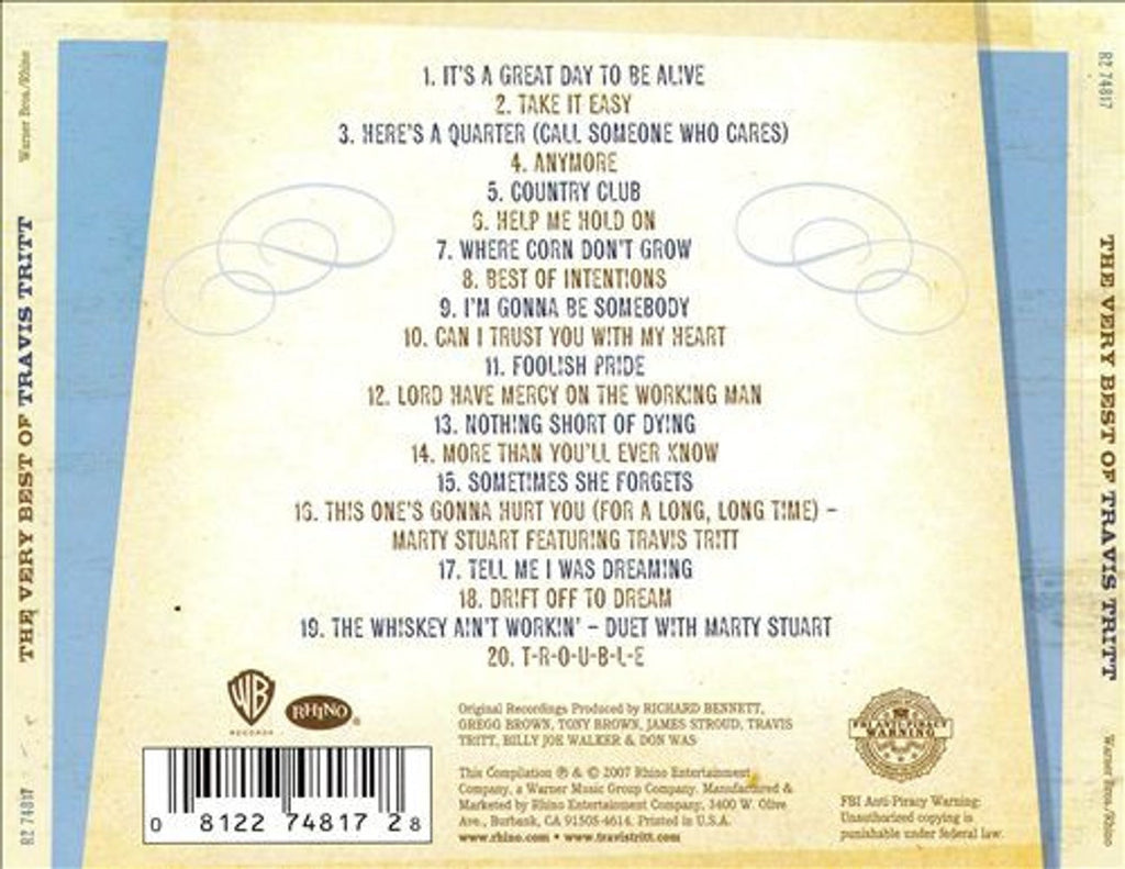 Travis Tritt – The Very Best of Travis Tritt Music CD