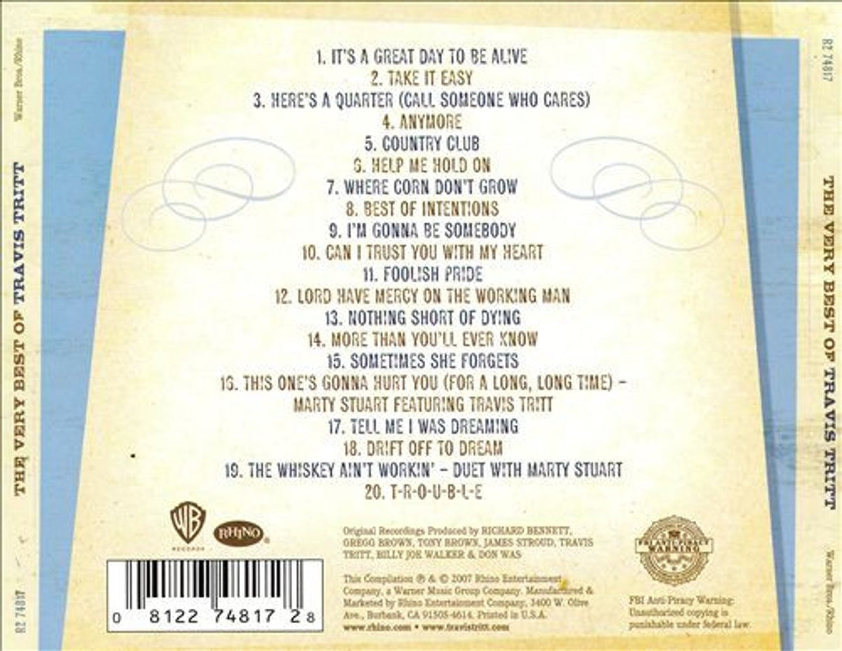 Travis Tritt – The Very Best of Travis Tritt Music CD