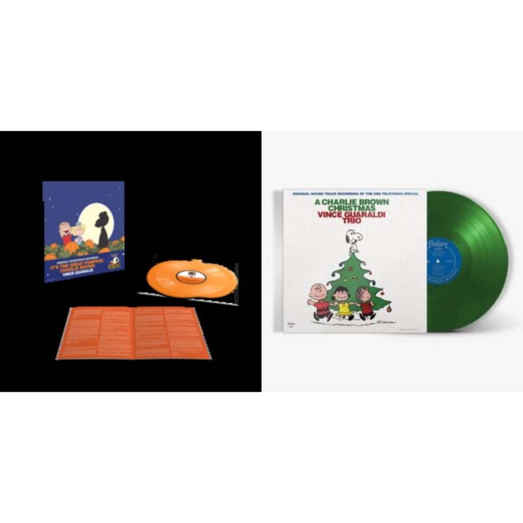 Charlie Brown Christmas (Green LP Vinyl) & It's The Great Pumpkin, Charlie Brown (Translucent Orange Pumpkin Shaped 33 1/3RPM LP Vinyl)
