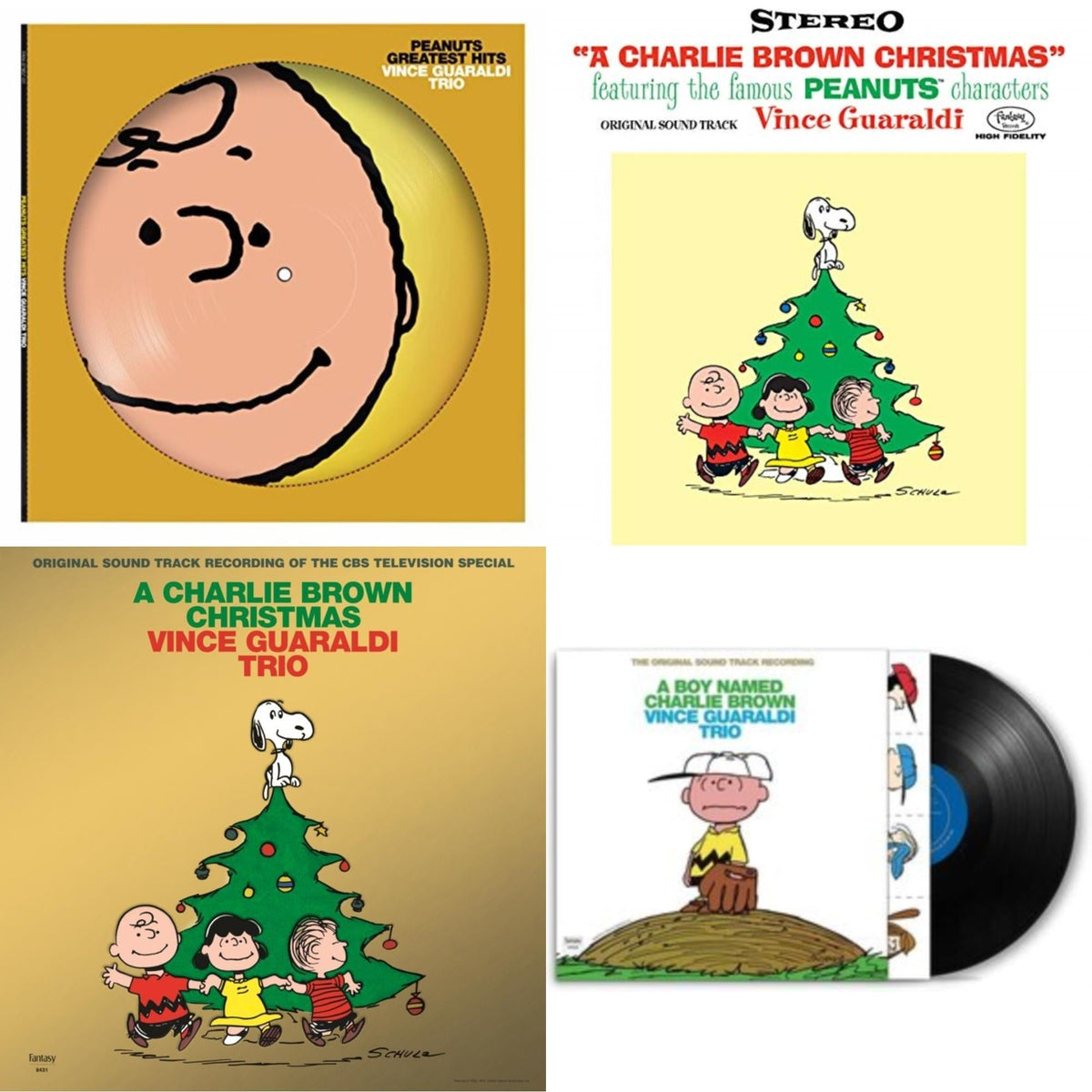 Vince Trio Guaraldi - Charlie Brown Christmas (180G) & Boy Named Charlie Brown & Peanuts Greatest Hits (Picdisc) & Charlie Brown Christmas (2022 Gold Foil Edition) - LP Vinyl Bundle