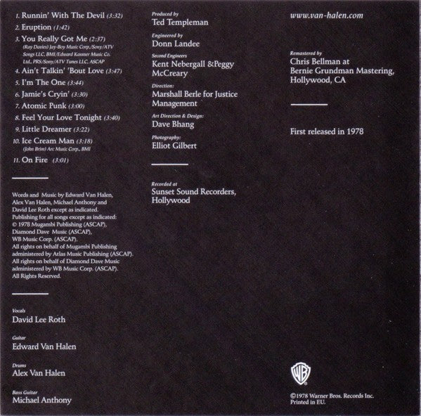 Van Halen – Van Halen Music CD
