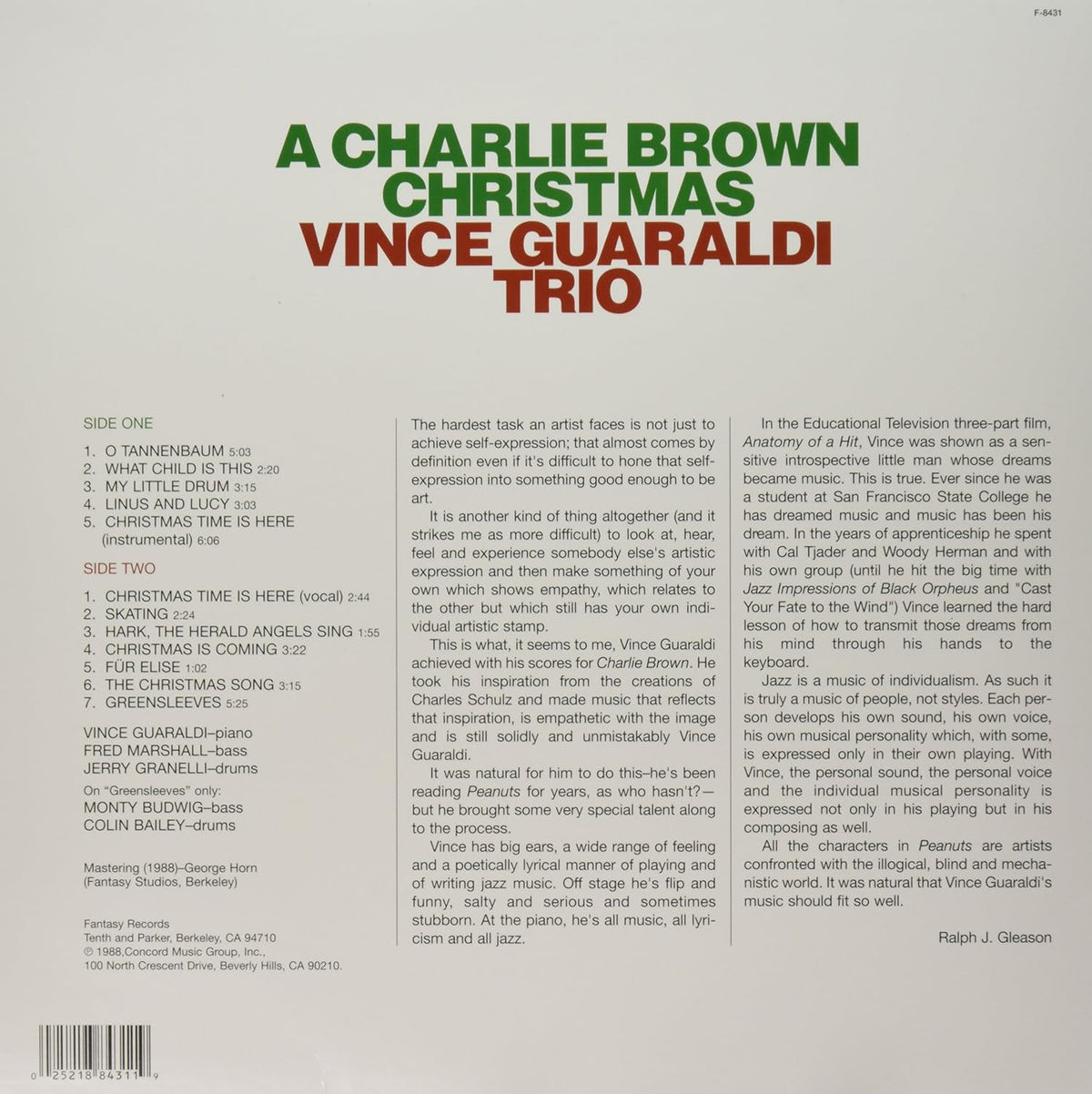 Vince Guaraldi Trio - A Charlie Brown Christmas (Green LP Vinyl) Vinyl Record