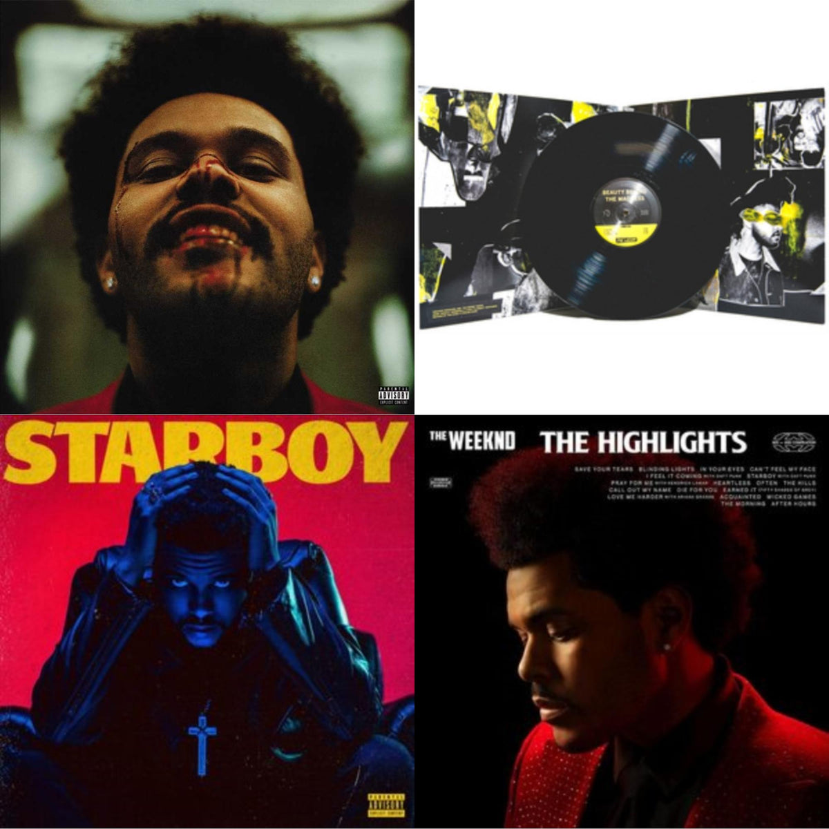 Highlights (2LP) & After Hours (X) (2LP/Clear W/ Red Splatter Vinyl) & Beauty Behind The Madness (X) & Starboy (2LP/Translucent Red Vinyl/Gatefold)