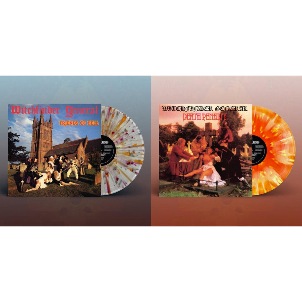 Witchfinder General - Friends Of Hell (Clear W/ Red, Orange & White Splatter LP Vinyl) & Death Penalty (Orange W/ Yellow Splatter LP Vinyl)